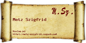 Metz Szigfrid névjegykártya